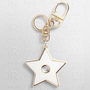 NEW Dior Star Keychain Charm White with Gold Trim Bag Charm Accessories